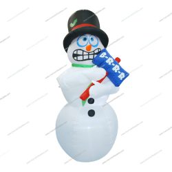 inflatable snowman with brrr sign