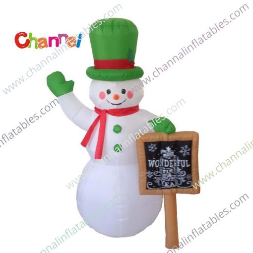 inflatable snowman with chalkboard