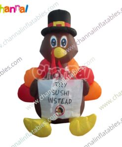 inflatable thanksgiving turkey with sign