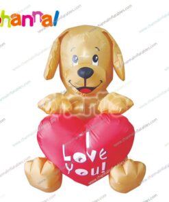 golden inflatable valentine dog with heart