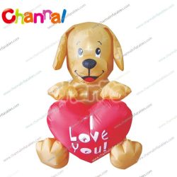 golden inflatable valentine dog with heart