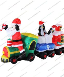 inflatable Christmas train with Santa and penguins