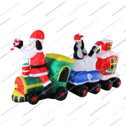 inflatable Christmas train with Santa and penguins