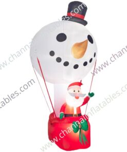 inflatable Santa in snowman hot air balloon