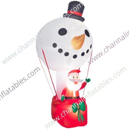 inflatable Santa in snowman hot air balloon