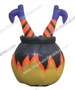 inflatable witch legs in cauldron